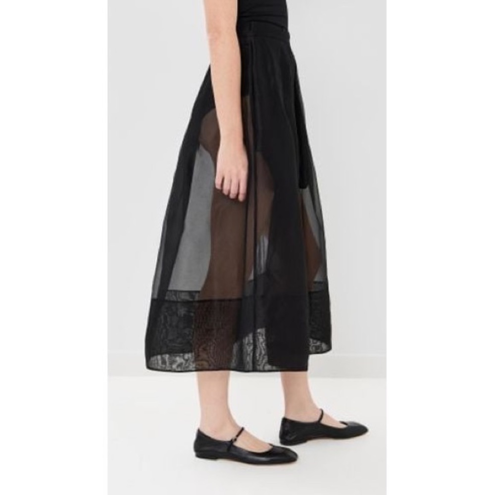 TIBI Elegant Black Sheer Midi Skirt with pockets NWT 0 XS